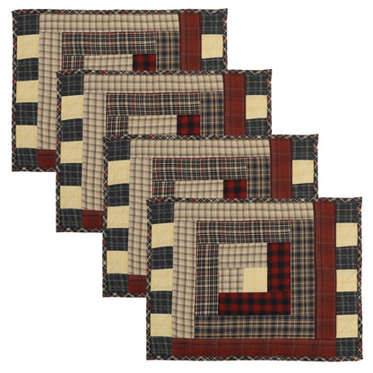 Quilted placemat Tablemat patchwork 14"X19" Colonial Country Log Cabin by HOME HEART Brands(Made in India)
