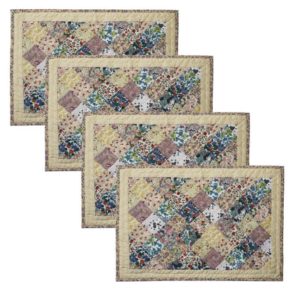 quilted placemats tablemats patchwork Calico Country Floral 14"X19" by HOME HEART Brands (Made in India)