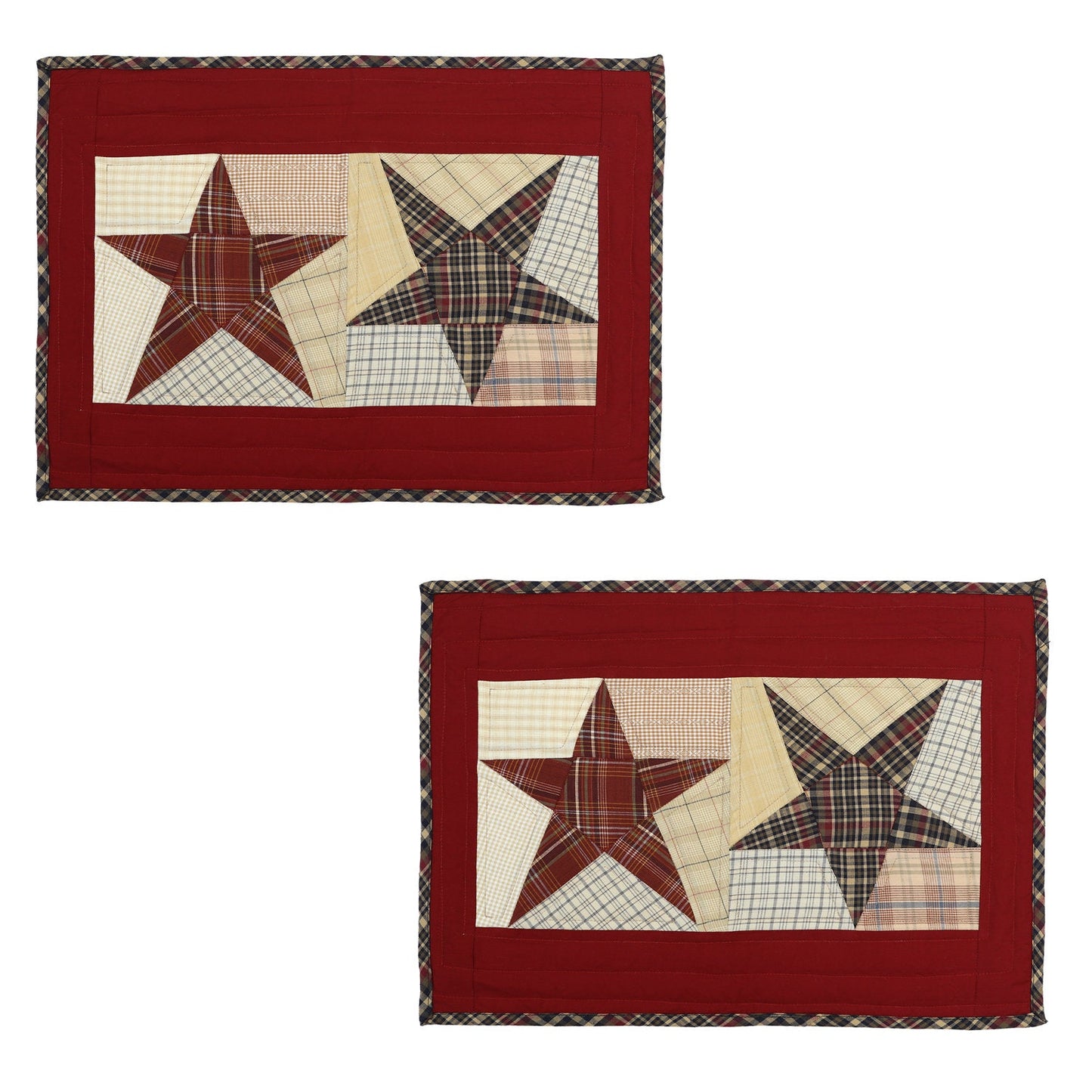 Quilted placemat & table mat patchwork rustic star country  plaid by HOME HEART Brands( made in INDIA)