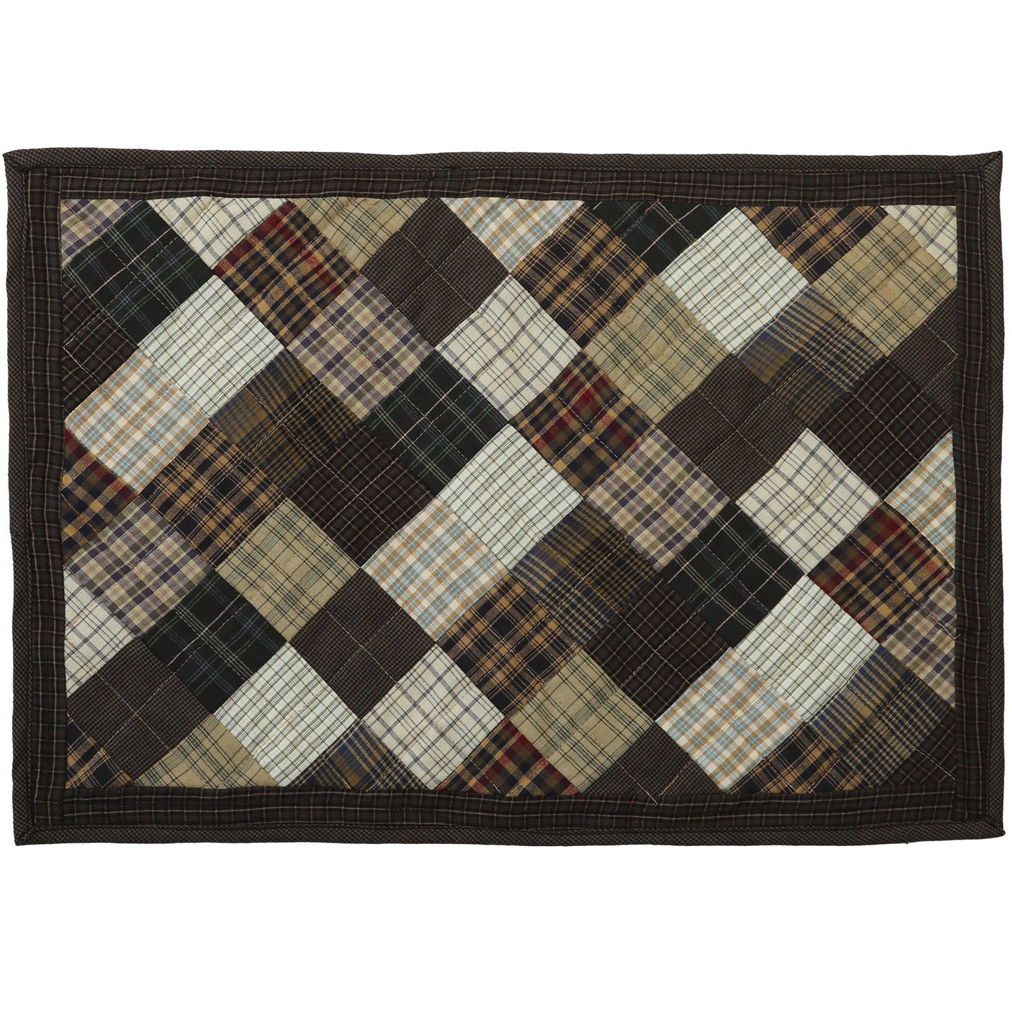 Quilted placemats/Table mat patchwork country Farm Mix plaid 14"X19" by HOME HEART Brands(Made in India)