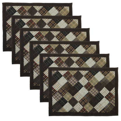 Quilted placemats/Table mat patchwork country Farm Mix plaid 14"X19" by HOME HEART Brands(Made in India)