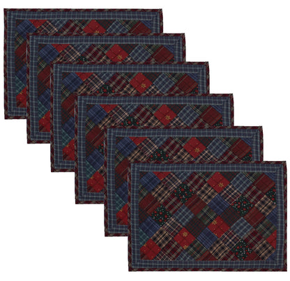 Quilted placemat & table mat patchwork winter mix country plaid, calico print by HOME HEART Brands( made in INDIA)