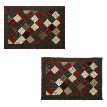 Quilted placemats / Tablemat patchwork 14"X19" Winter mix country by HOME HEART Brands(Made in India)