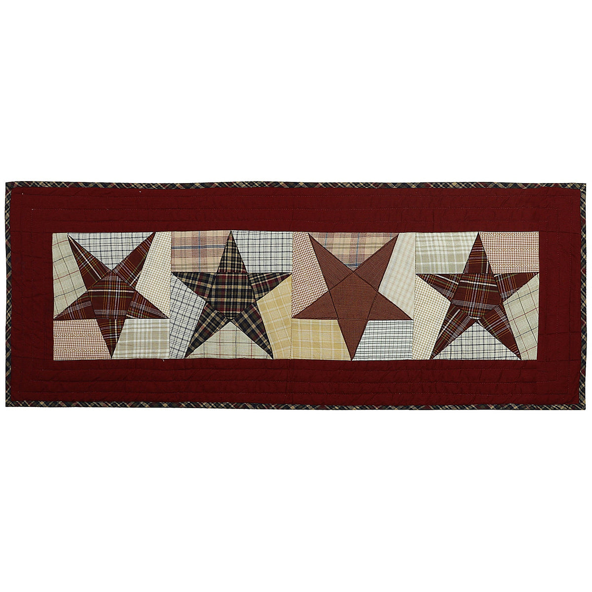 Quilted Table Runner & Toppers patchwork colonial country star primitive plaid by HOME HEART Brands( made in INDIA)