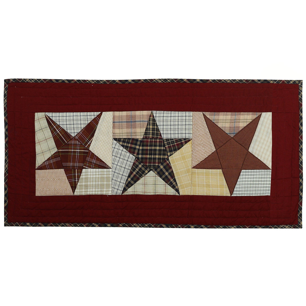 Quilted Table Runner & Toppers patchwork colonial country star primitive plaid by HOME HEART Brands( made in INDIA)