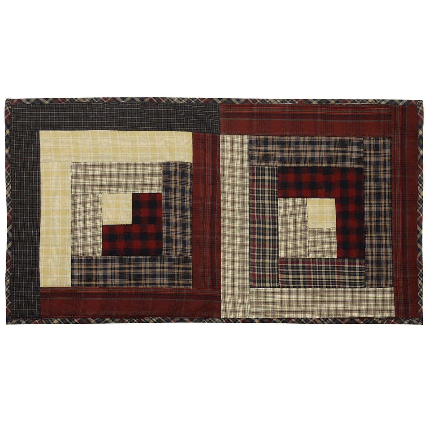 Quilted Table Runner & Toppers patchwork colonial country log cabin primitive plaid by HOME HEART Brands( made in INDIA)