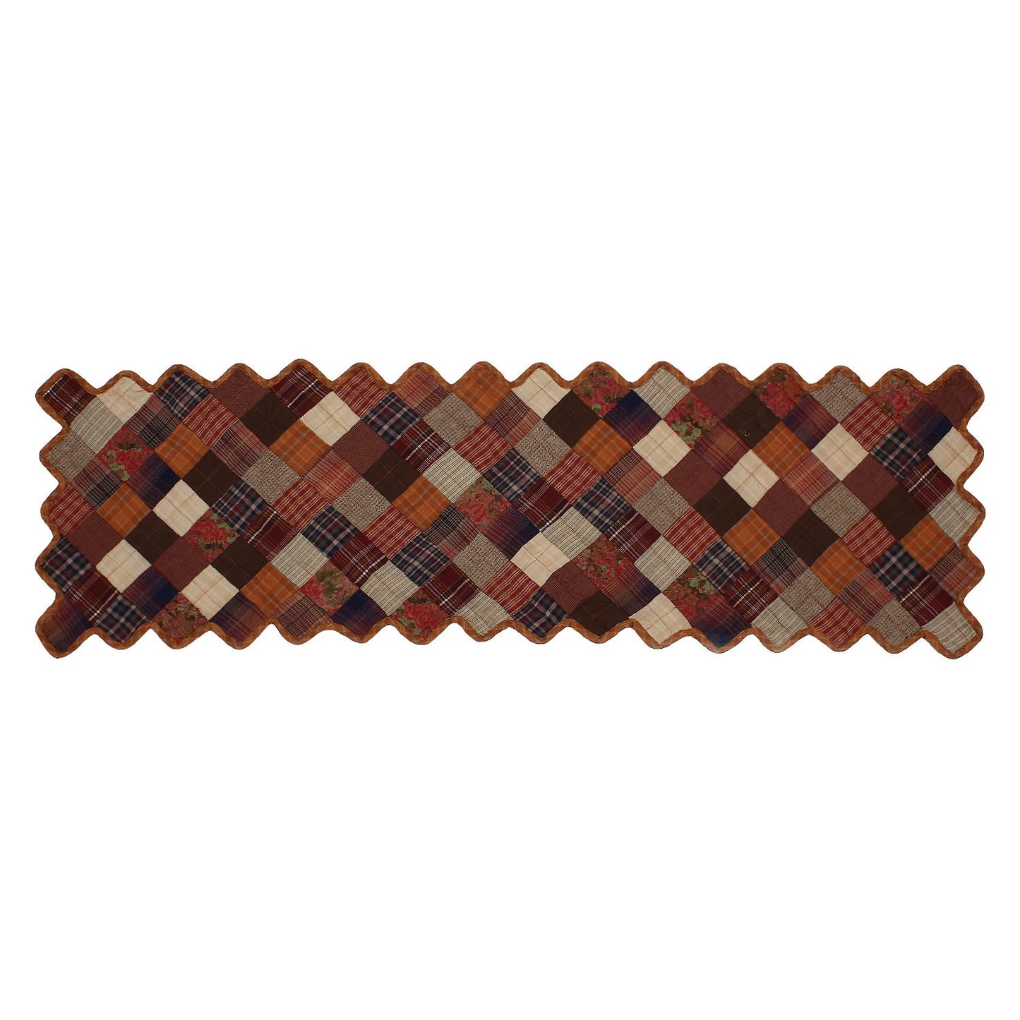 Quilted Table Runner & Toppers patchwork autumn fall mix country  plaid, calico print by HOME HEART Brands( made in INDIA)