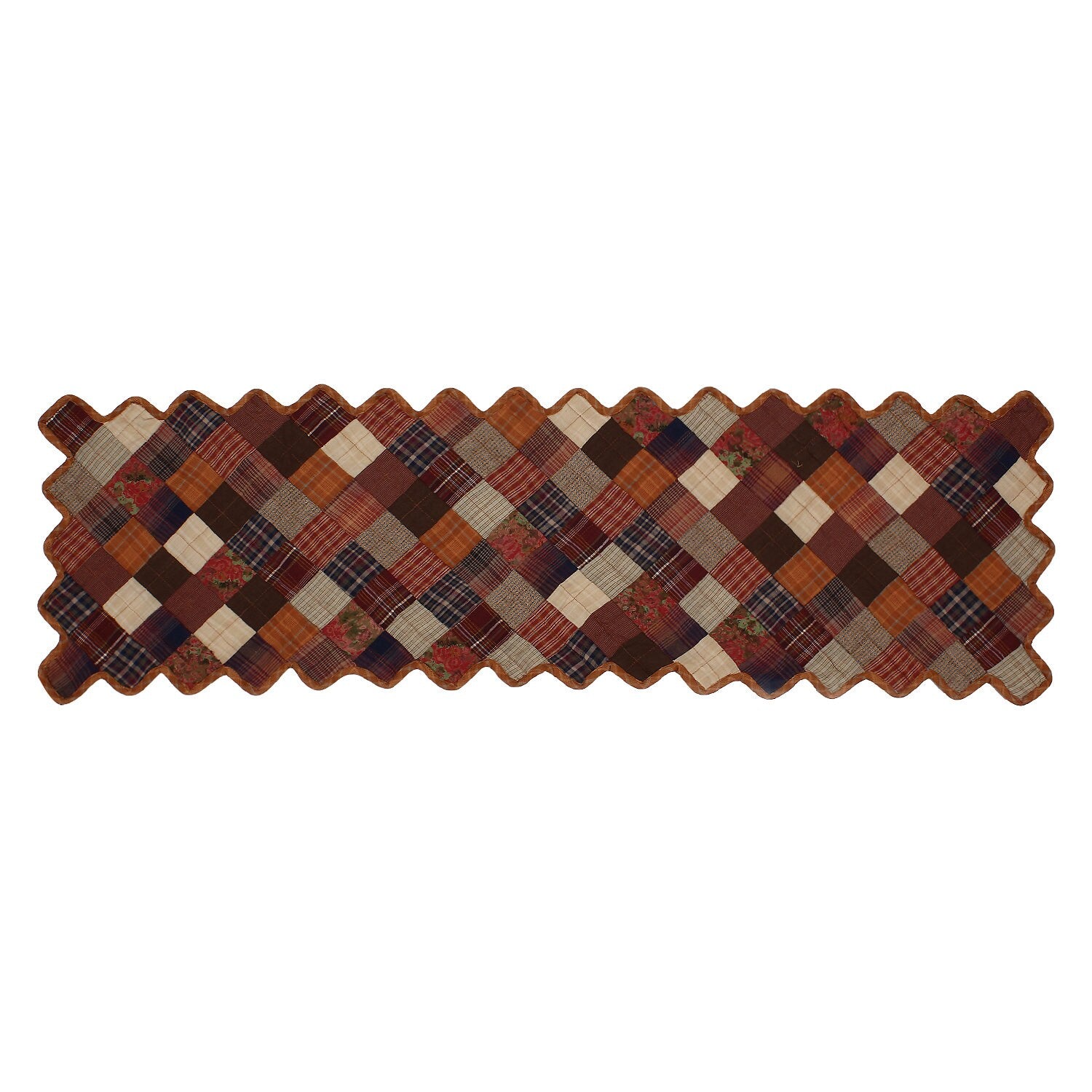 Quilted Table Runner & Toppers patchwork autumn fall mix country plaid, calico print by HOME HEART Brands( made in INDIA)
