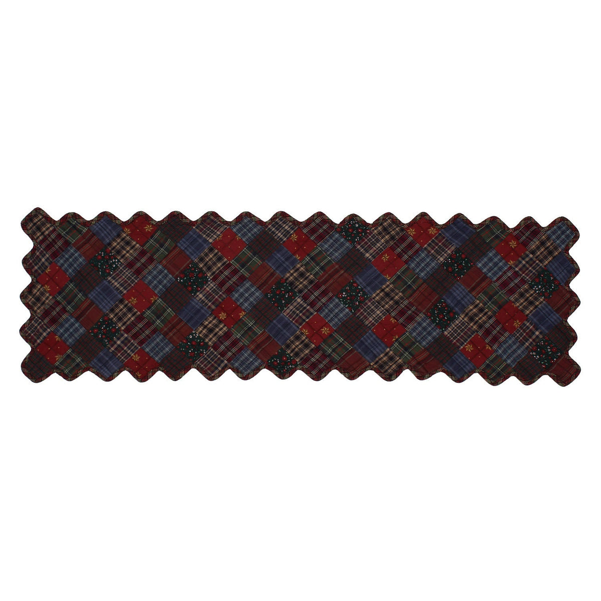 Quilted Table Runner & Toppers Patchwork country mix plaid print lincoln style by HOME HEART Brands(Made in India)