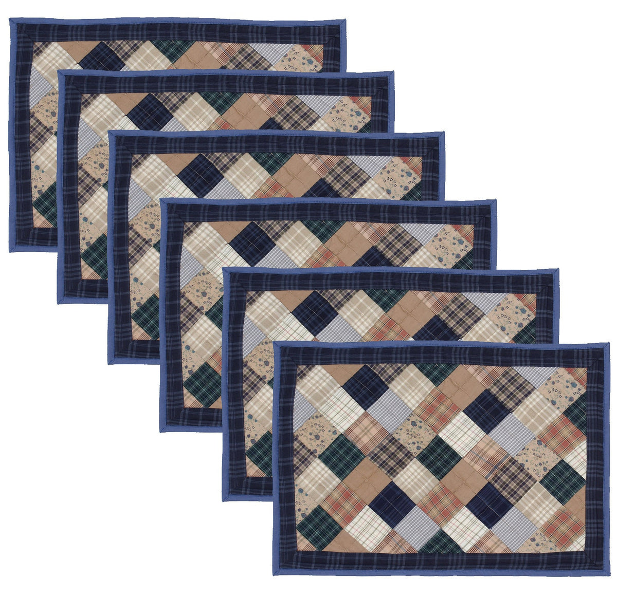 Quilted placemat & table mat patchwork summer mix country plaid, calico print by HOME HEART Brands( made in INDIA)