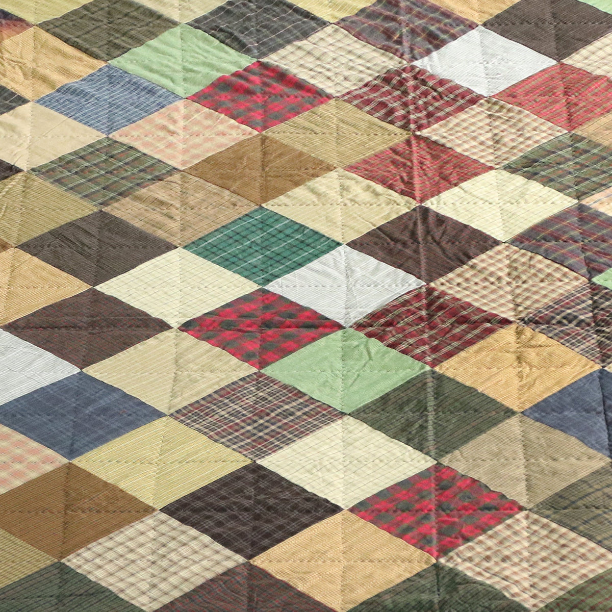 Make to order Hand Quilted bedspread Quilt Quilted Square Primitive Country Patchwork Design Mix Plaid Fabric by HOME HEART Brands