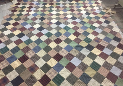 Make to order Hand Quilted bedspread Quilt Quilted Square Primitive Country Patchwork Design Mix Plaid Fabric by HOME HEART Brands