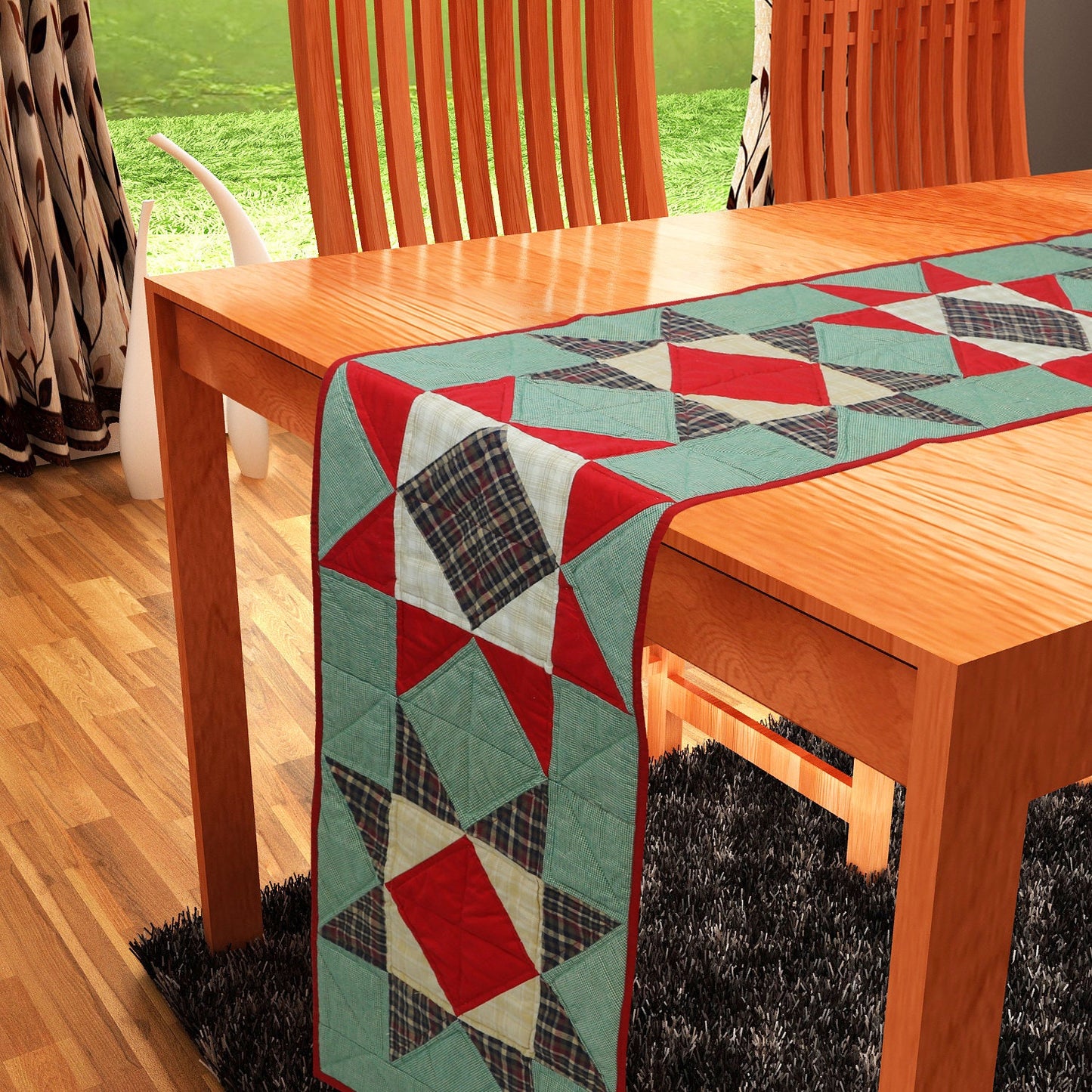 Quilted Table Runner & Toppers patchwork Rising Country Star by HOME HEART Brands (made in INDIA)