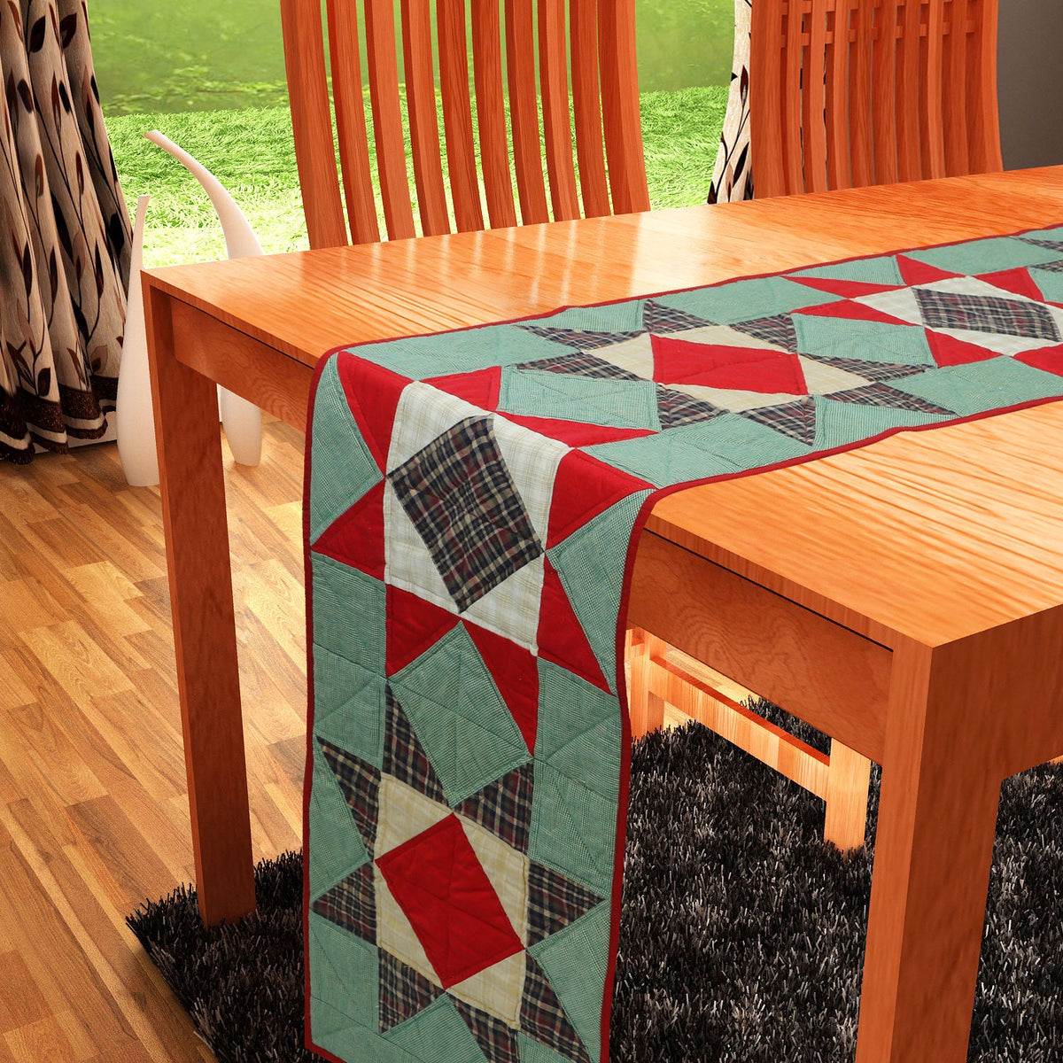 Quilted Table Runner & Toppers patchwork Rising Country Star by HOME HEART Brands (made in INDIA)
