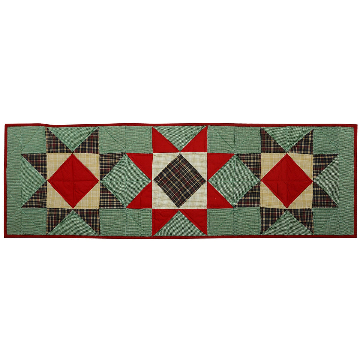 Quilted Table Runner & Toppers Rising Country Star plaid fabric by HOME HEART Brands(Made in India)