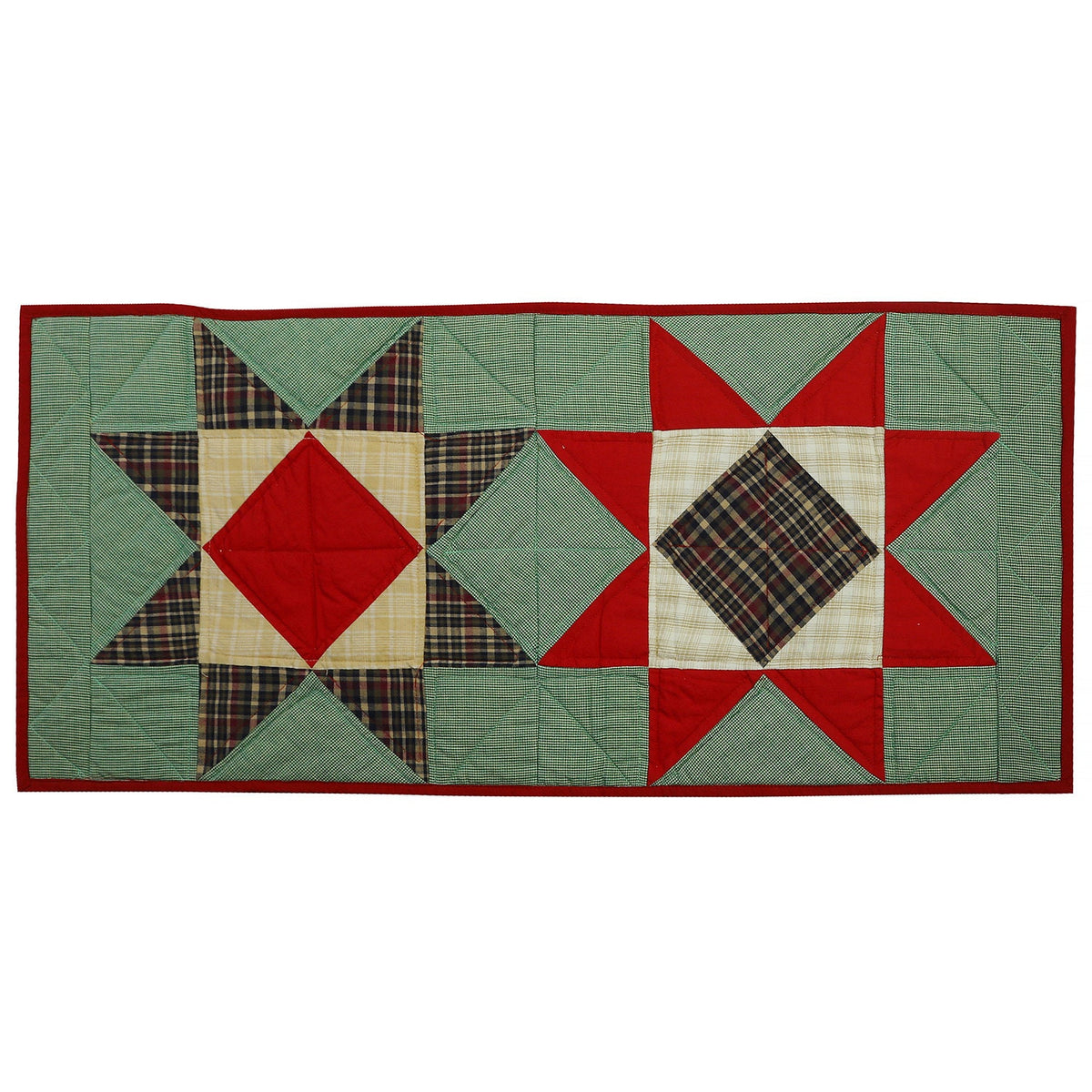 Quilted Table Runner & Toppers Rising Country Star plaid fabric by HOME HEART Brands(Made in India)