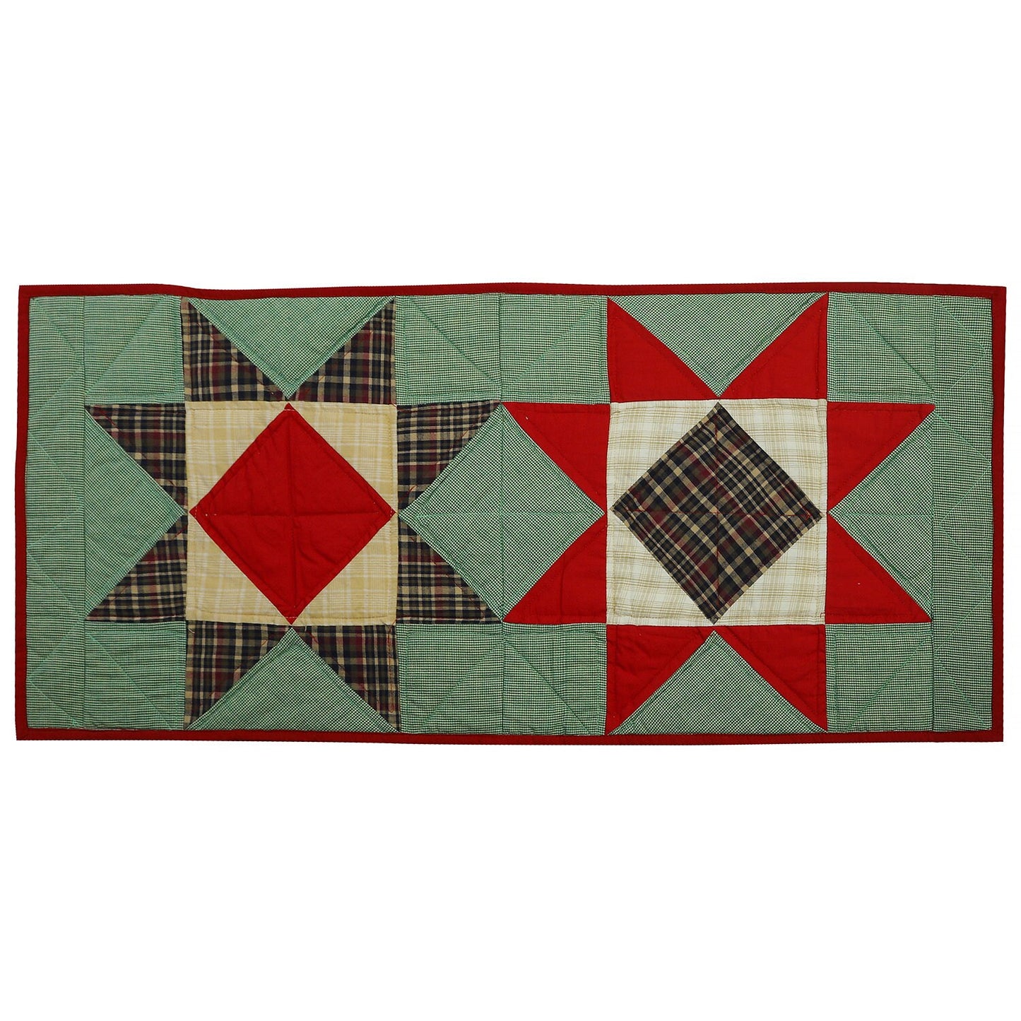 Quilted Table Runner & Toppers Rising Country Star plaid fabric  by HOME HEART Brands(Made in India)