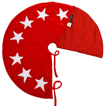 Christmas tree skirt classic micro red Velvet fabric with Star Applique Thick Double Layer by HOME HEART Brands