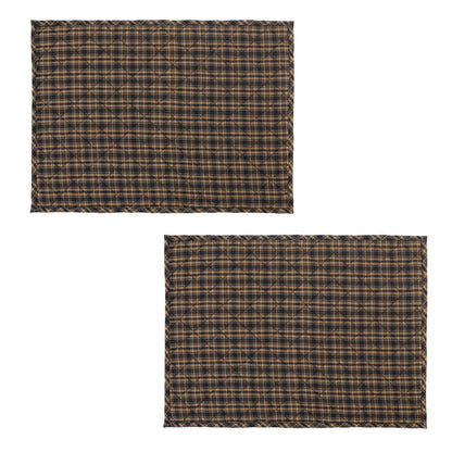 Quilted PLACEMAT Black/Beige Country Plaid Country Plaid 14"X19" by HOME HEART Brands/Tablemat