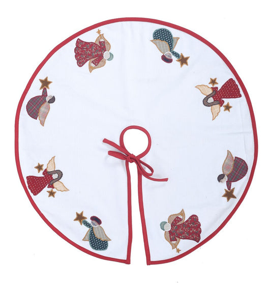 Christmas tree skirt Cotton Sturdy ivory Duck Fabric & multi colour Angel Applique style by HOME HEART Brands