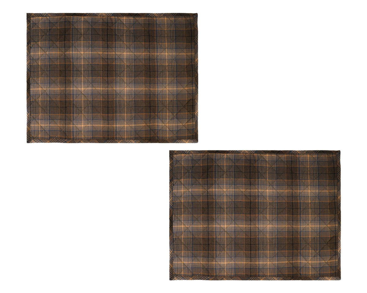 Quilted PLACEMAT Blue Beige Country Plaid 14"X19" by HOME HEART Brands/Tablemat