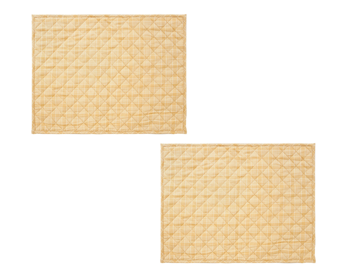 Quilted PLACEMAT beige Country Plaid 14"X19" by HOME HEART Brands/Tablemat