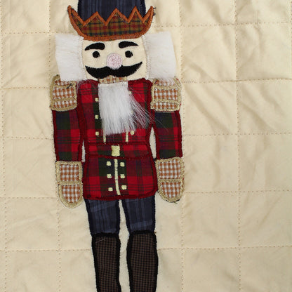 Christmas tree skirt NUTCRACKER Plaid Quilted 46" round patchwork embroidered Cotton Thick Double Layer by HOME HEART Brands(Made in India)