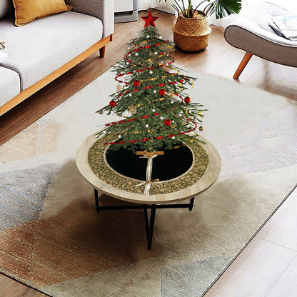 Christmas tree skirt classic micro green Velvet fabric with Brocade Fabric Border Thick Double Layer by HOME HEART Brands