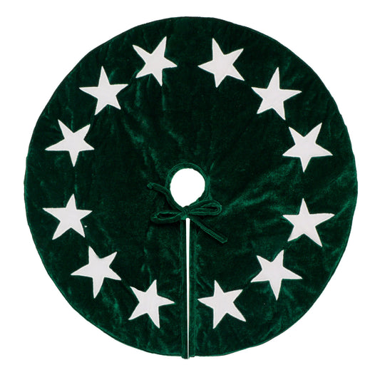 Christmas tree skirt classic micro green Velvet fabric with Star Applique Thick Double Layer by HOME HEART Brands
