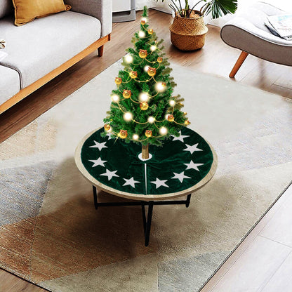 Christmas tree skirt classic micro green Velvet fabric with Star Applique Thick Double Layer by HOME HEART Brands