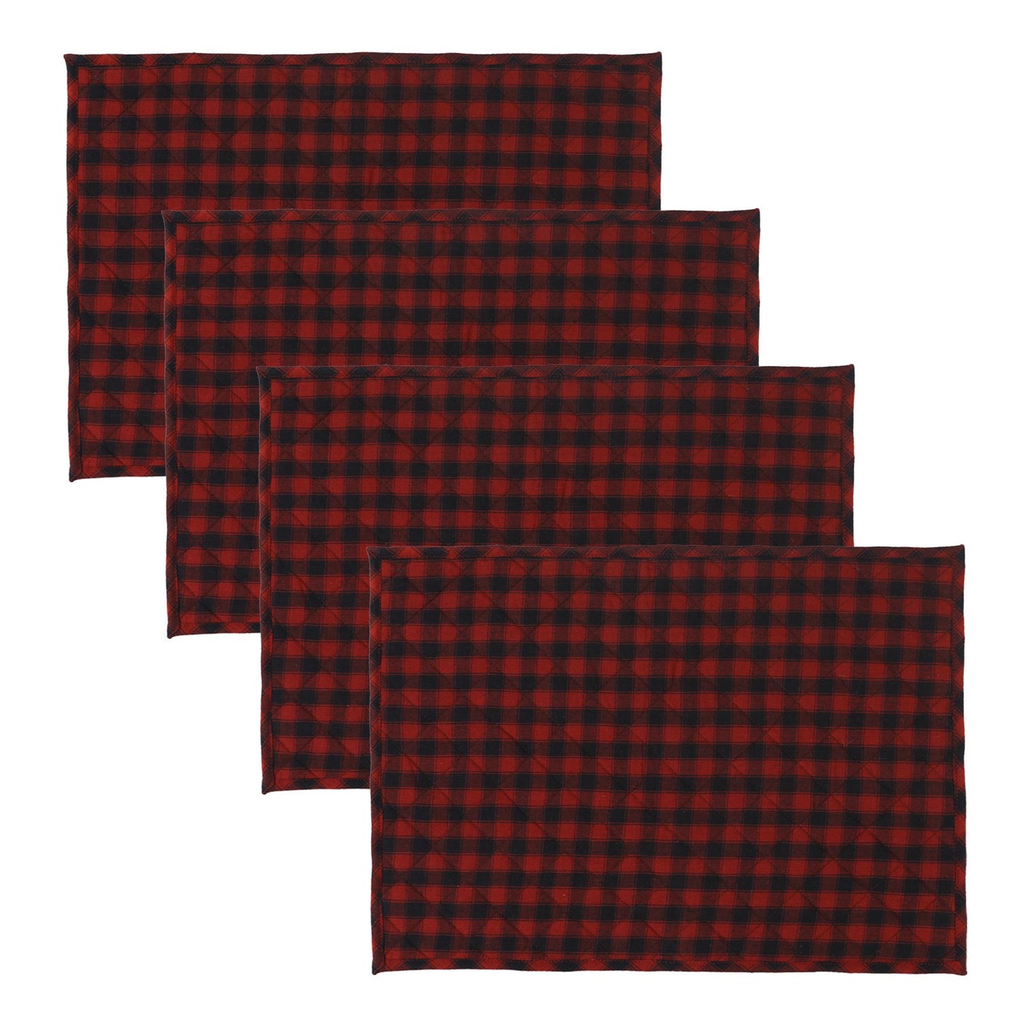 Quilted PLACEMAT Black/red buffalo Country Plaid Country Plaid 14"X19" by HOME HEART Brands/Tablemat