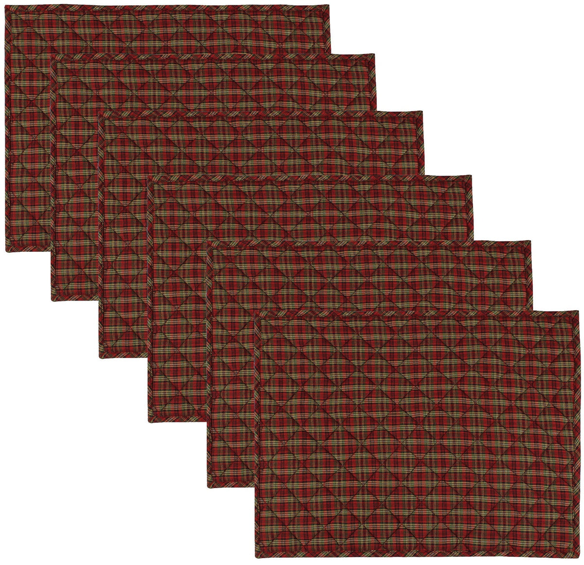 Quilted PLACEMAT cranberry red Country Plaid 14"X19" by HOME HEART Brands/Tablemat