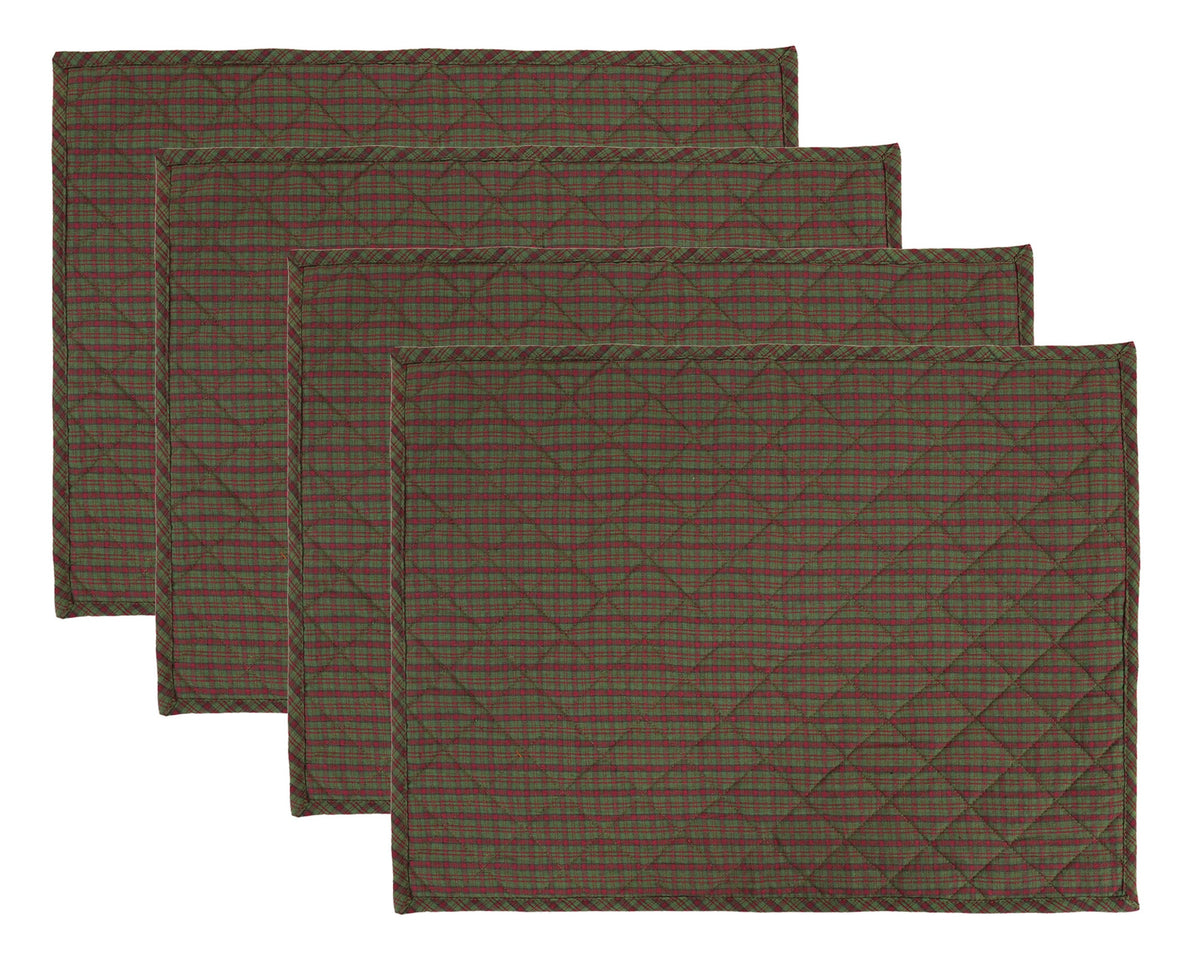Quilted PLACEMAT & Table toppers country plaid 14"X19" by HOME HEART Brands/Table mat(Made in India)