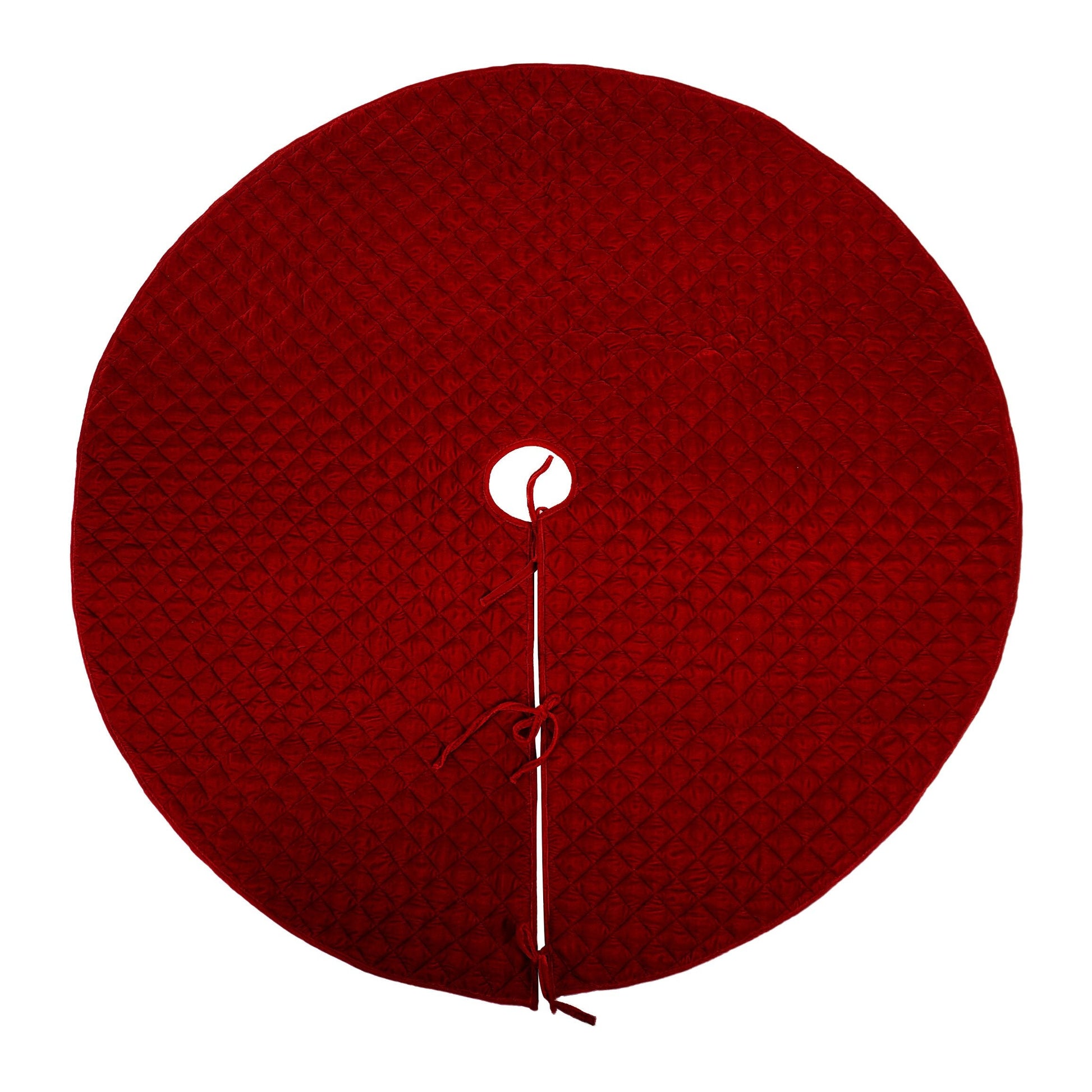 Christmas tree skirt classic burgundy dark red micro Velvet Quilted Thick Double Layer by HOME HEART Brands