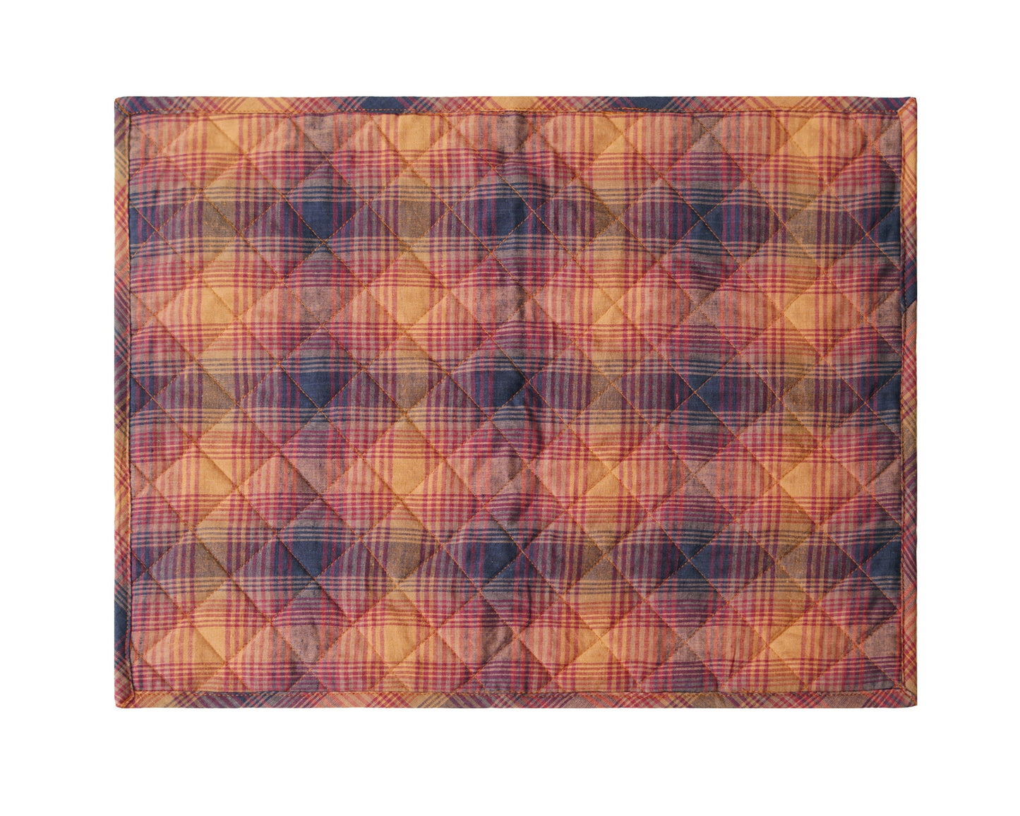 Quilted PLACEMAT Country fall colorful Plaid 14"X19" by HOME HEART Brands/Table mat(5926)