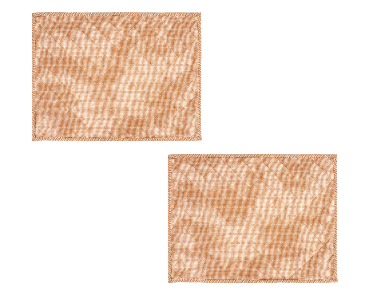 Quilted PLACEMAT Ginger bread light brown Plaid 14"X19" by HOME HEART Brands/Table mat(5927)