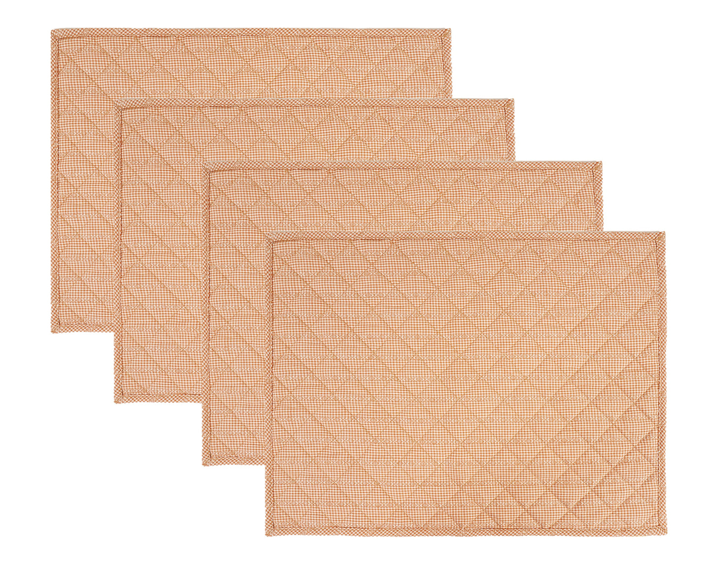 Quilted PLACEMAT Ginger bread light brown Plaid 14"X19" by HOME HEART Brands/Table mat(5927)