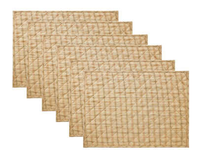 Quilted PLACEMAT beige with black & red Country Plaid 14"X19" by HOME HEART Brands/Table mat(5931)