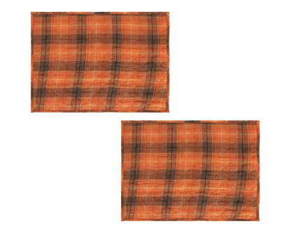 Quilted PLACEMAT Autumn color Country Plaid 14"X19" by HOME HEART Brands/Table mat(5933)