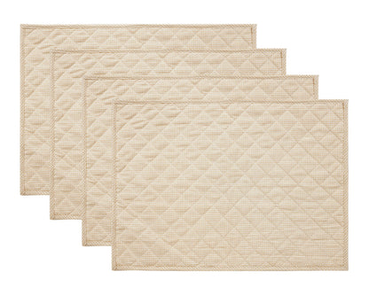 Quilted PLACEMAT ivory gingham Country Plaid 14"X19" by HOME HEART Brands/Table mat(5944)