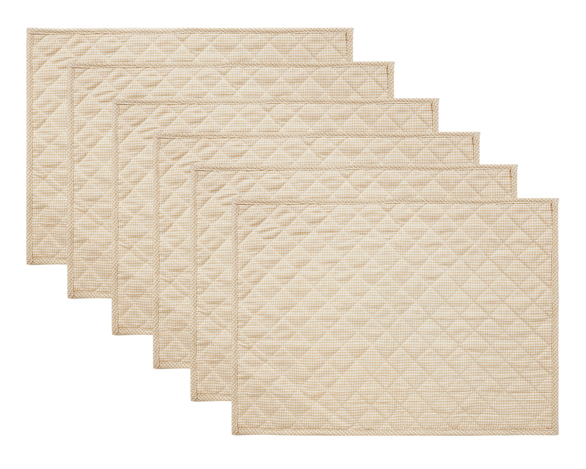 Quilted PLACEMAT ivory gingham Country Plaid 14"X19" by HOME HEART Brands/Table mat(5944)