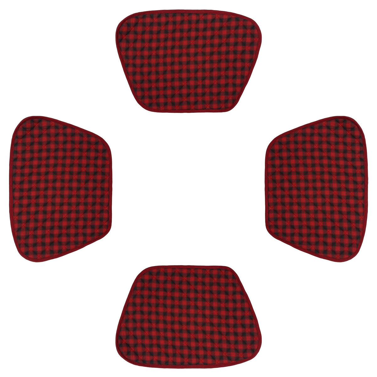 Wedge quilted placemat ,Trivet, pot holder, table mat Farm house Buffalo plaid cotton dark red black reversible by HOME HEART Brands(India)