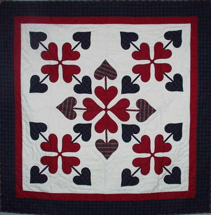 Valentine's day wall hanging quilt hand quilted table topper, Baby Quilt heart embroidered 100% Cotton patchwork by HOME HEART Brands(India)
