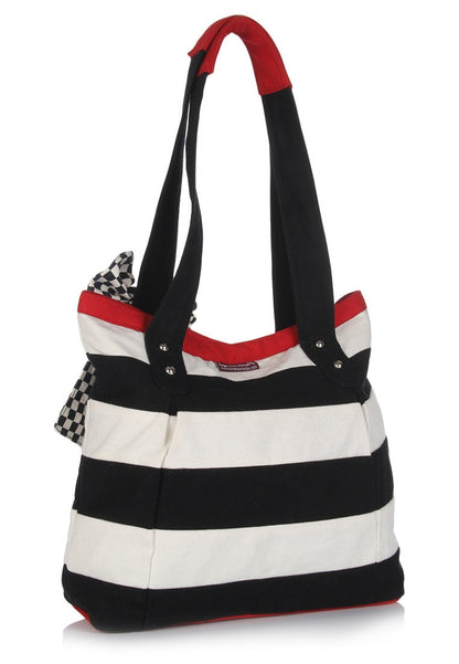 Hand bag duck cotton canvas bag hand crafted bow FRANCES bag by HOME HEART Brands(Made in India)