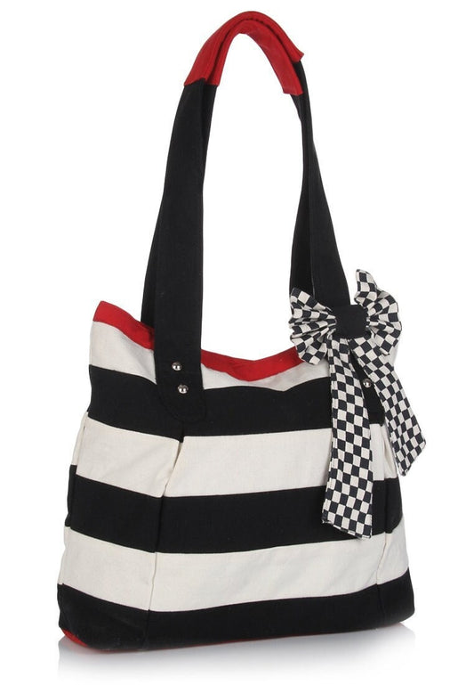 Hand bag duck cotton canvas bag hand crafted bow FRANCES bag by HOME HEART Brands(Made in India)
