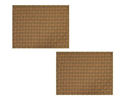 Quilted PLACEMAT / Table mat green gold plaid green accent Country Plaid 14"X19" by HOME HEART Brands(Made in India)