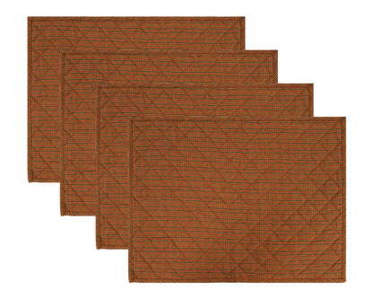 Quilted PLACEMAT Country Cabin brown Plaid 14"X19" by HOME HEART Brands/Table mat(5924)