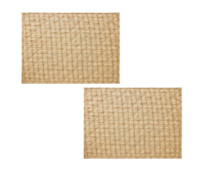 Quilted PLACEMAT beige with black & red Country Plaid 14"X19" by HOME HEART Brands/Table mat(5931)