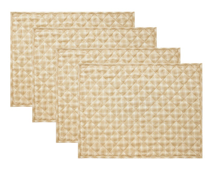 Quilted PLACEMAT holiday beige Country Plaid 14"X19" by HOME HEART Brands/Table mat(5942)
