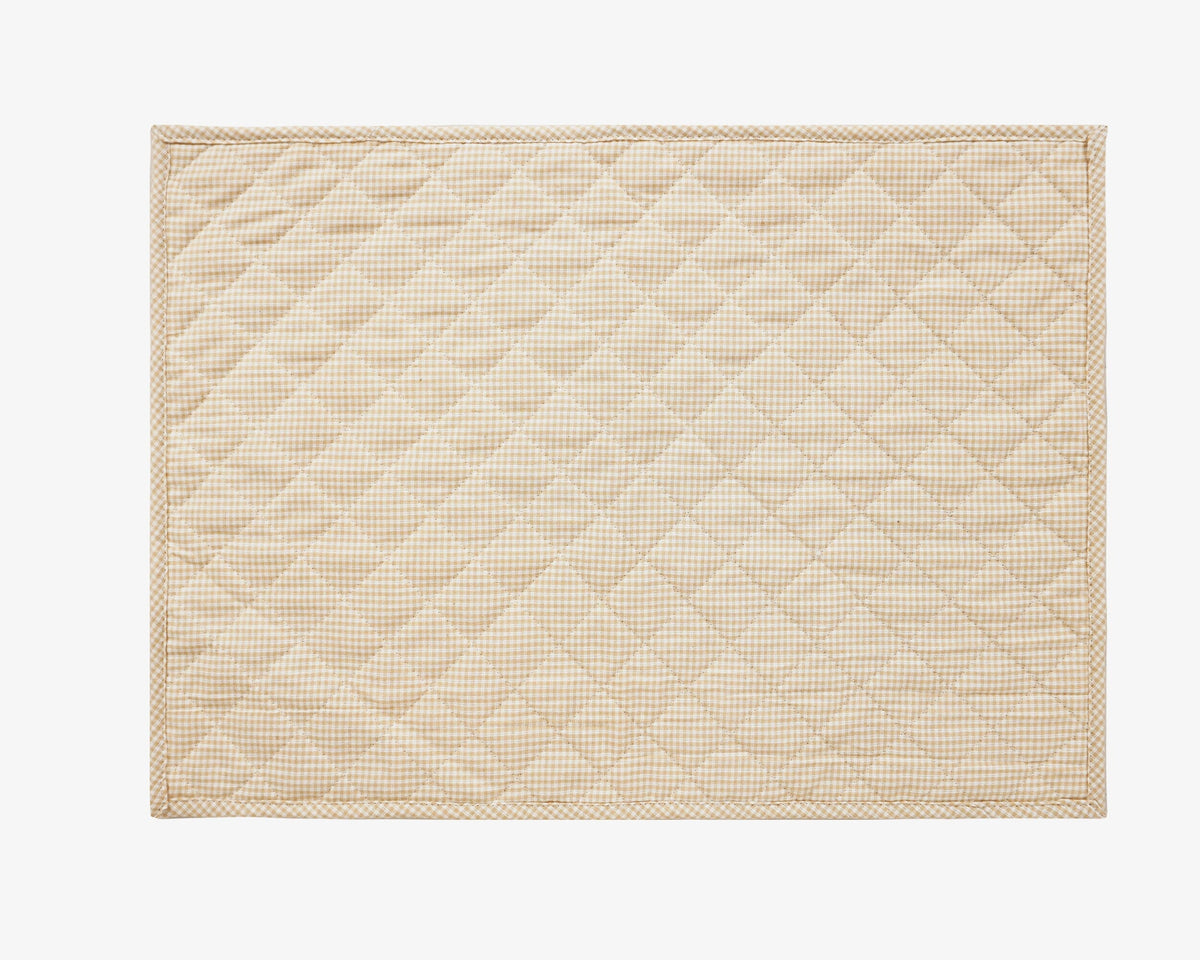 Quilted PLACEMAT ivory gingham Country Plaid 14"X19" by HOME HEART Brands/Table mat(5944)
